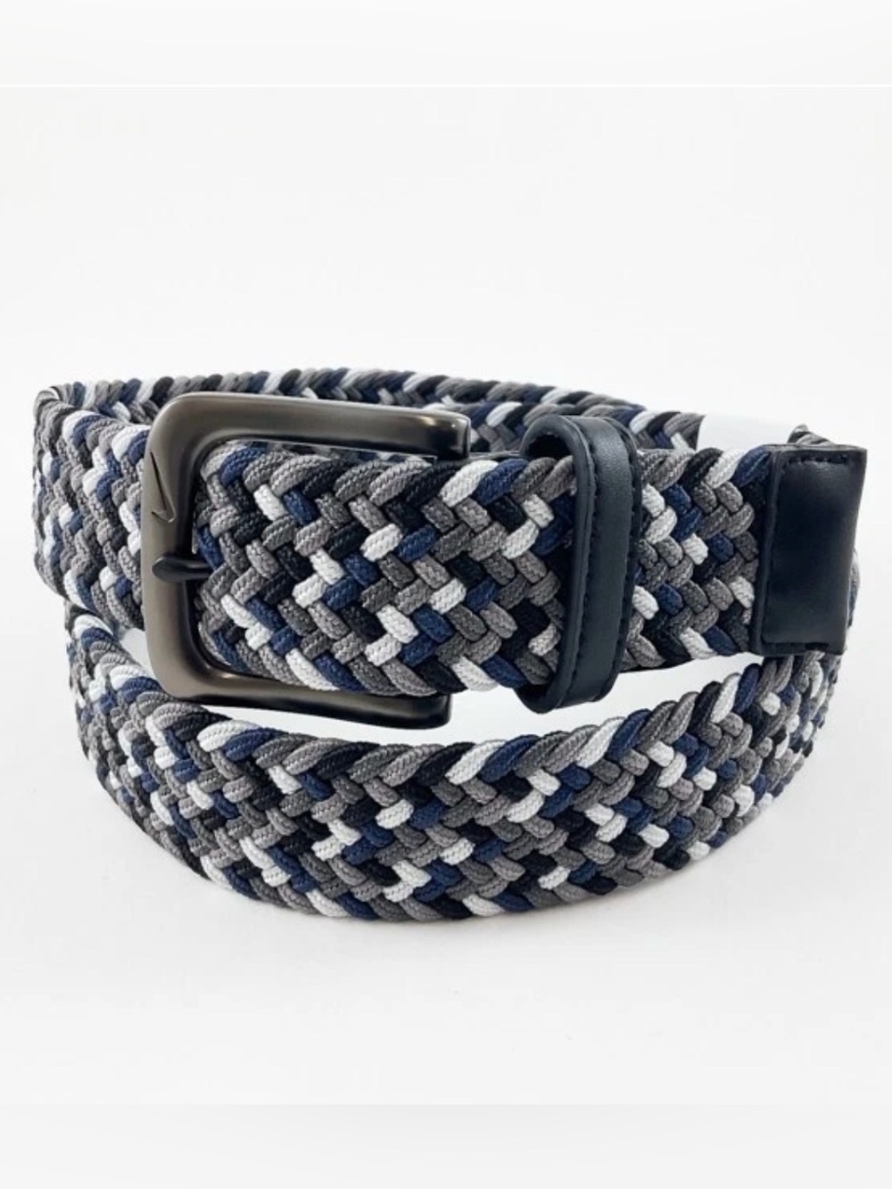 Nike Braided Stretch Belt - Navy, Gray & White Medium